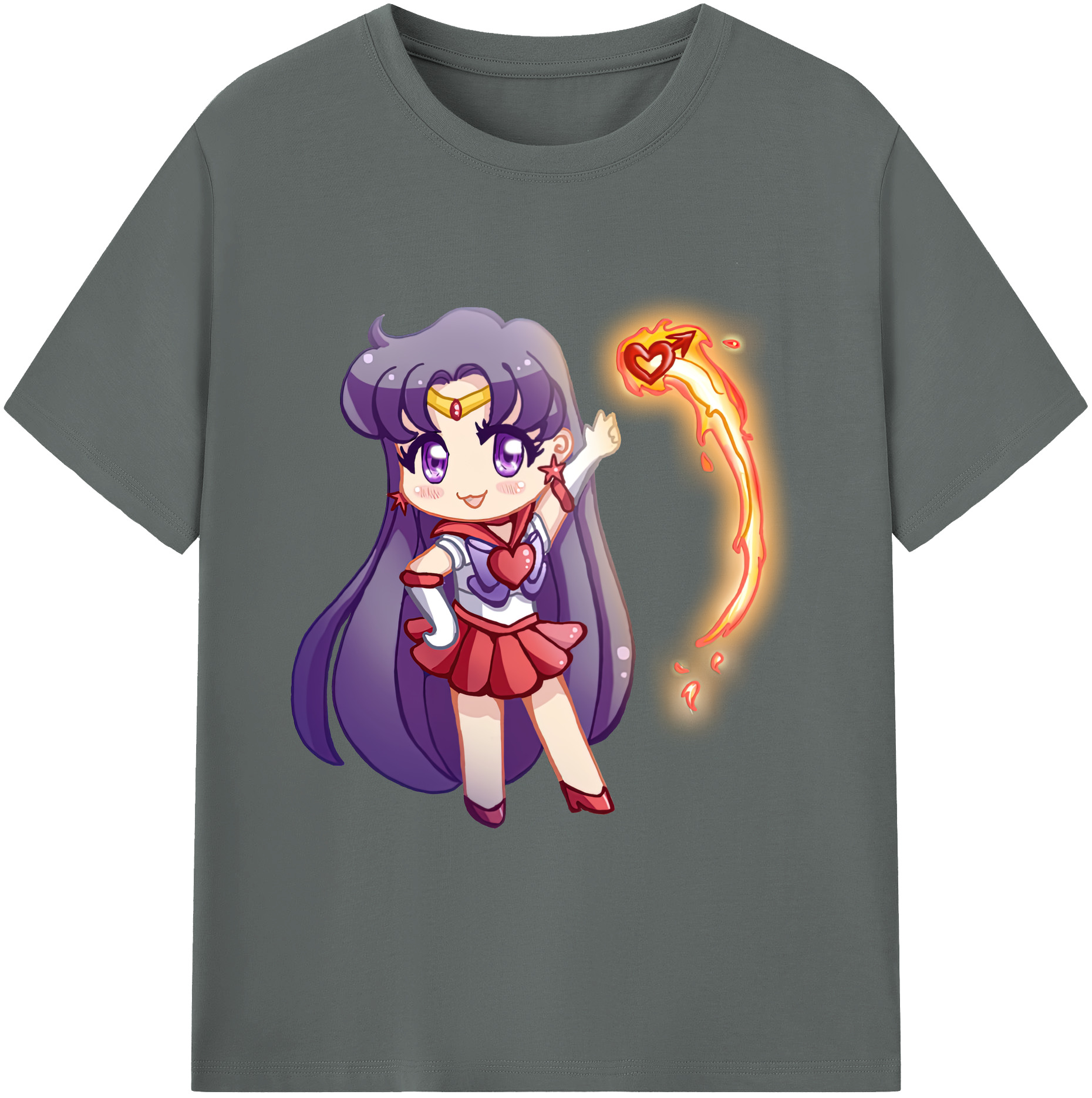 （画像用） 美少女戦士セーラームーン 火野レイ ひの レイ Sailor Moon Hino Rei （セーラーマーズ,Sailor Mars） 綿100％ メンズ半袖Tシャツ｜肌触りやわらか＆通気性
